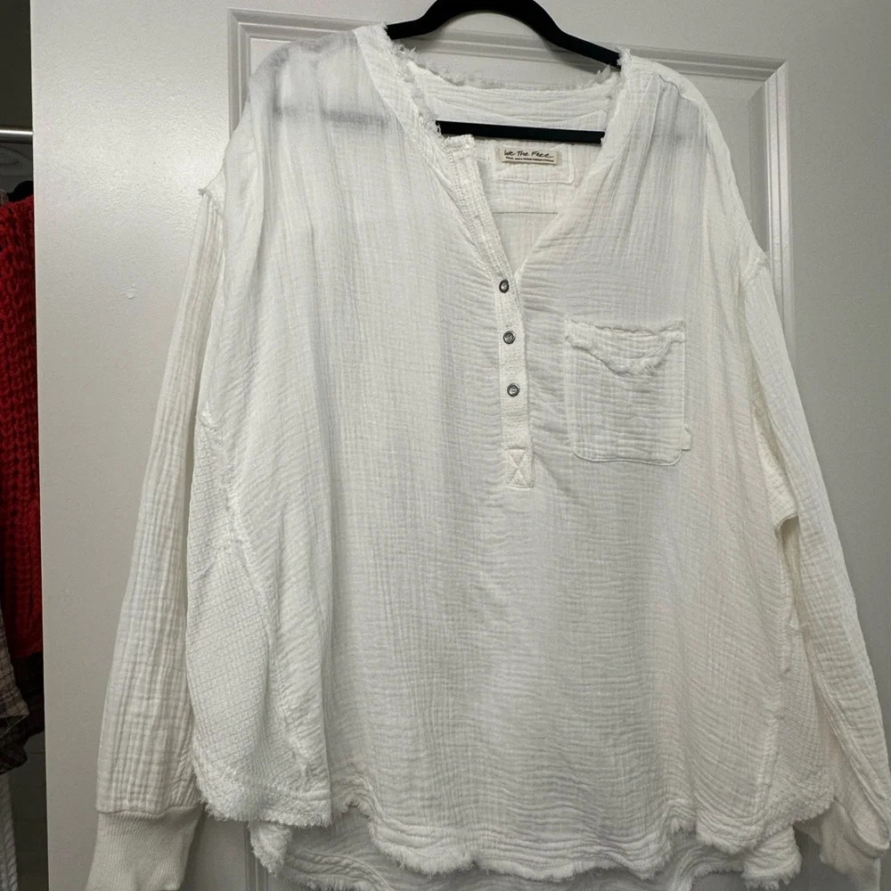 Free People White Casual Button Down Shirt - Picture 1 of 7